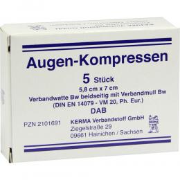 Ein aktuelles Angebot für AUGENKOMPRESSEN 5,8x7 cm unsteril 5 St Kompressen Verbandsmaterial - jetzt kaufen, Marke KERMA Verbandstoff GmbH.