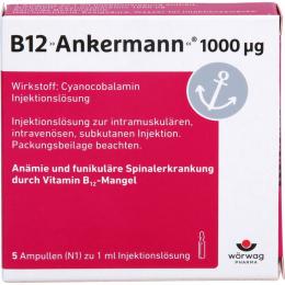 B12 ANKERMANN 1000 µg Injektionslösung Amp. 5 ml