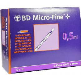 BD MICRO-FINE+ Insulinspr.0,5 ml U100 8 mm 100 X 0.5 ml Spritzen
