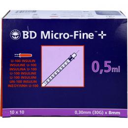 BD MICRO-FINE+ Insulinspr.0,5 ml U100 8 mm 50 ml
