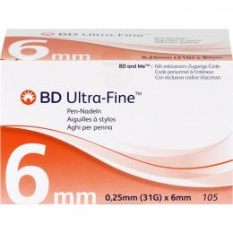 BD ULTRA-FINE Pen-Nadeln 6 mm 31 G 0,25 mm 105 St.