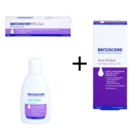 BENZAKNEN 5% Gel + BENZACARE Reinigungsgel + Feuchtigkeitspflege