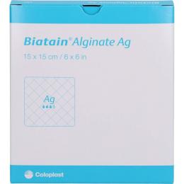 BIATAIN Alginate Ag Kompressen 15x15 cm mit Silber 10 St.