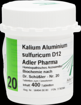 BIOCHEMIE Adler 20 Kalium aluminium sulf.D 12 Tab. 400 St