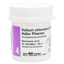 Ein aktuelles Angebot für BIOCHEMIE Adler 4 Kalium chloratum D 6 Tabletten 400 St Tabletten Schüßler Salze - jetzt kaufen, Marke Adler Pharma Produktion und Vertrieb GmbH.