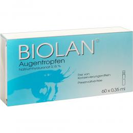 Ein aktuelles Angebot für BIOLAN Augentropfen 60 X 0.35 ml Einzeldosispipetten Trockene & gereizte Augen - jetzt kaufen, Marke Santen GmbH.