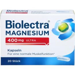 BIOLECTRA Magnesium 400 mg ultra Kapseln 20 St. (16,5 g)
