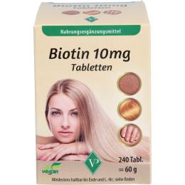 BIOTIN 10 mg hochdosiert vegan Tabletten 240 St. (60 g)