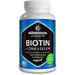 BIOTIN 10 mg hochdosiert+Zink+Selen Tabletten 365 St. (91,25 g)