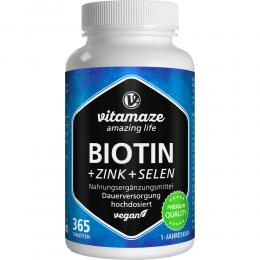 BIOTIN 10 mg hochdosiert+Zink+Selen Tabletten 365 St Tabletten