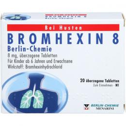 BROMHEXIN 8 Berlin Chemie überzogene Tabletten 20 St.