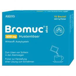 Ein aktuelles Angebot für BROMUC akut 600 mg Hustenlöser 10 St Pulver zur Herstellung einer Lösung zum Einnehmen Hustenlöser - jetzt kaufen, Marke Aristo Pharma GmbH.