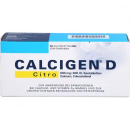 CALCIGEN D Citro 600 mg/400 I.E. Kautabletten 50 St.