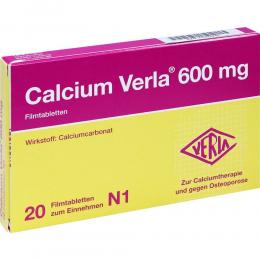 CALCIUM VERLA 600 mg Filmtabletten 20 St Filmtabletten