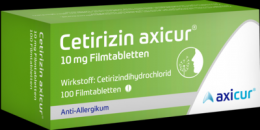 CETIRIZIN axicur 10 mg Filmtabletten 100 St