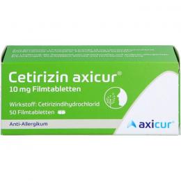 CETIRIZIN axicur 10 mg Filmtabletten 50 St.