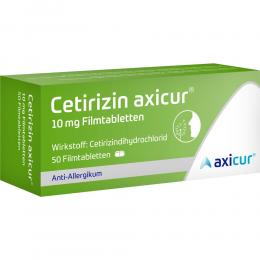 CETIRIZIN axicur 10 mg Filmtabletten 50 St Filmtabletten
