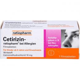 CETIRIZIN-ratiopharm bei Allergien 10 mg Filmtabl. 7 St.