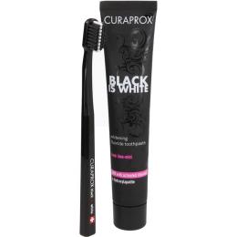 CURAPROX black is white Kohlezahnpasta und Bürste 1 St.
