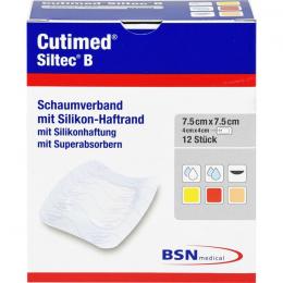 CUTIMED Siltec B Schaumverb.7,5x7,5 cm m.Haftr. 12 St.