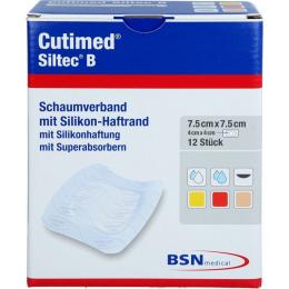 CUTIMED Siltec B Schaumverb.7,5x7,5 cm m.Haftr 12 St.
