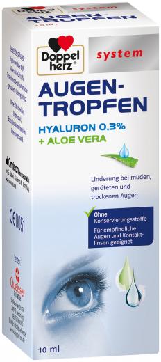 DOPPELHERZ Augen-Tropfen Hyaluron 0,3% und Aloe Vera 10 ml Flüssigkeit