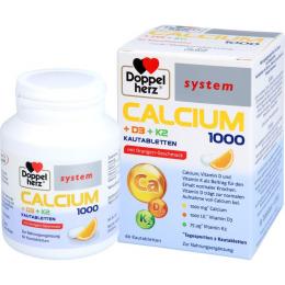 DOPPELHERZ Calcium 1000+D3+K2 system Kautabletten 60 St. (120 g)