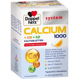 DOPPELHERZ Calcium 1000+D3+K2 system Kautabletten 60 St Kautabletten