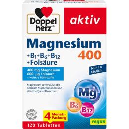DOPPELHERZ Magnesium 400+B1+B6+B12+Folsäure Tabl. 120 St. (168,6 g)