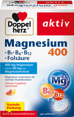 DOPPELHERZ Magnesium 400+B1+B6+B12+Folsure BTA 6X15 St