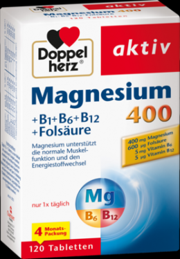 DOPPELHERZ Magnesium 400+B1+B6+B12+Folsure Tabl. 120 St