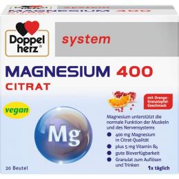 DOPPELHERZ Magnesium 400 Citrat system Granulat 20 St. (120 g)