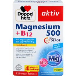DOPPELHERZ Magnesium 500+B12 2-Phasen Depot Tabl. 120 St. (204 g)