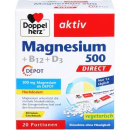 DOPPELHERZ Magnesium 500+B12+D3 Depot DIRECT Pell. 20 St. (32 g)