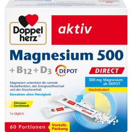DOPPELHERZ Magnesium 500+B12+D3 Depot DIRECT Pell. 60 St Pellets