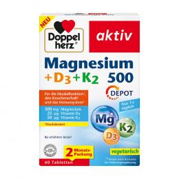 DOPPELHERZ Magnesium 500+D3+K2 Depot Tabletten 60 St Tabletten