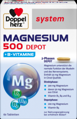 DOPPELHERZ Magnesium 500 Depot system Tabletten 60 St