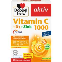 DOPPELHERZ Vitamin C 1000+D3+Zink Depot Tabletten 100 St. (143 g)