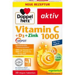 DOPPELHERZ Vitamin C 1000+D3+Zink Depot Tabletten 30 St. (42,9 g)