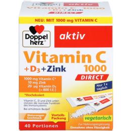 DOPPELHERZ Vitamin C 1000+D3+Zink DIRECT Pellets 40 St. (120 g)