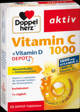 DOPPELHERZ Vitamin C 1000+Vitamin D Depot aktiv 30 St