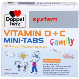 DOPPELHERZ Vitamin D+C Mini-Tabs family system 20 St. (22 g)
