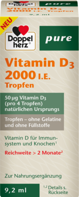 DOPPELHERZ Vitamin D3 2000 I.E. pure Tropfen 9.2 ml