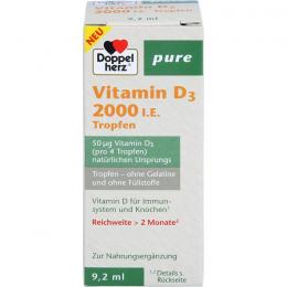 DOPPELHERZ Vitamin D3 2000 I.E. pure Tropfen 9,2 ml