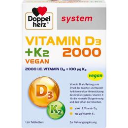 DOPPELHERZ Vitamin D3 2000+K2 system Tabletten 120 St. (52,4 g)
