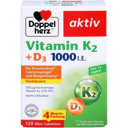 DOPPELHERZ Vitamin K2+D3 1000 I.E. Tabletten 120 St. (52,4 g)