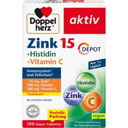 DOPPELHERZ Zink 15 mg+Histidin+Vit.C Depot aktiv 100 St.
