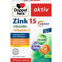 DOPPELHERZ Zink 15 mg+Histidin+Vit.C Depot aktiv 30 St. (32,4 g)