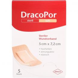 DRACOPOR Wundverband 5x7,2 cm steril hautfarben 5 St.