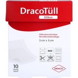 DRACOTÜLL Silik.5x5cm silikonbesch.Wundkont.Aufl. 10 St.